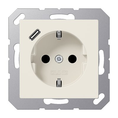 JUNG Розетка SCHUKO® с USB-зарядным устройством, тип С термопласт слоновая кость фото