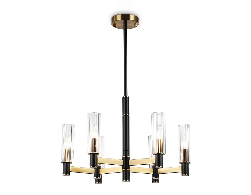 Ambrella Светильник на штанге LH55511/6 BK/BS/CL черный/латунь/прозрачный E14*6 max 40W D570*760 фото