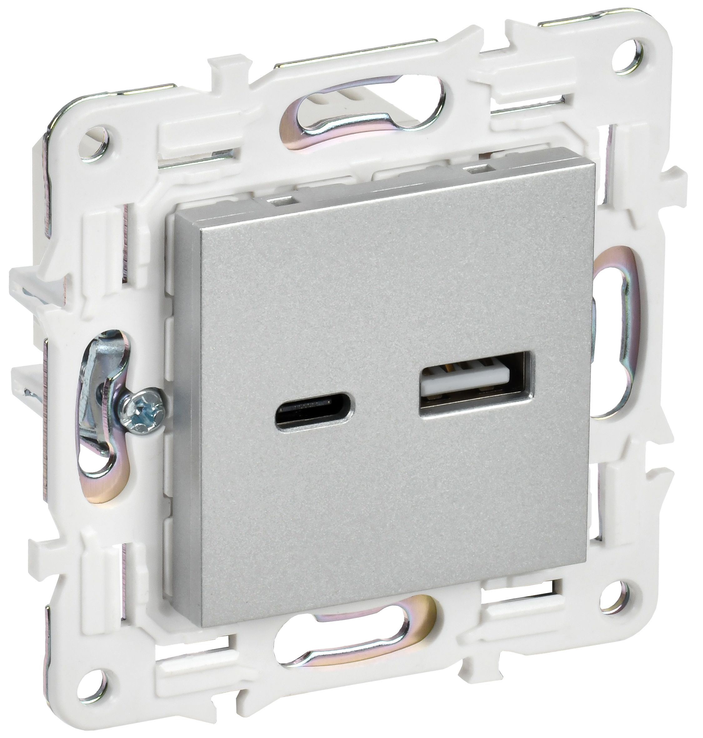 IEK SKANDY Серебряный Розетка USB A+C 3,1А SK-R14S фото
