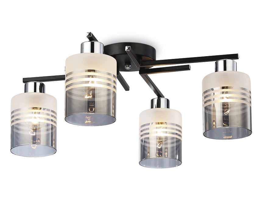 Ambrella Светильник потолочный TR303212/4 BK/CH/SM/FR черный/хром/дымчатый/белый матовый E27*4 max 60W D515*200 фото