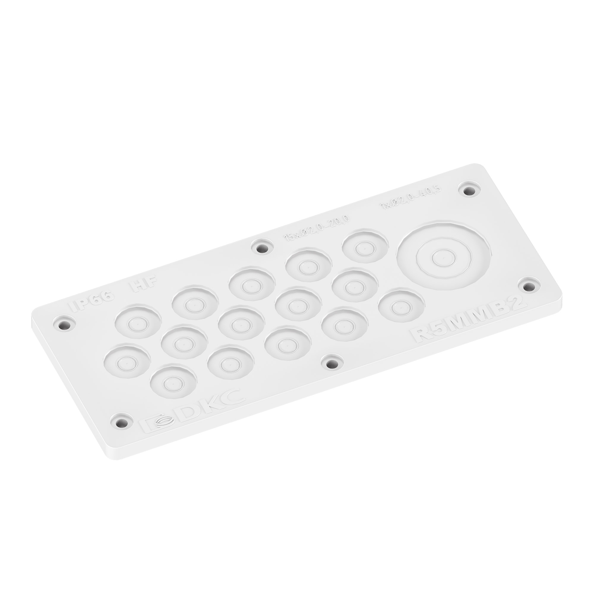 Мембранный кабельный ввод, EPDM, IP66, t эксп. -70..+90, ШхВ 216х89 мм, 15xø2,0-20,0 мм, 1xø2,0-40,5 мм фото