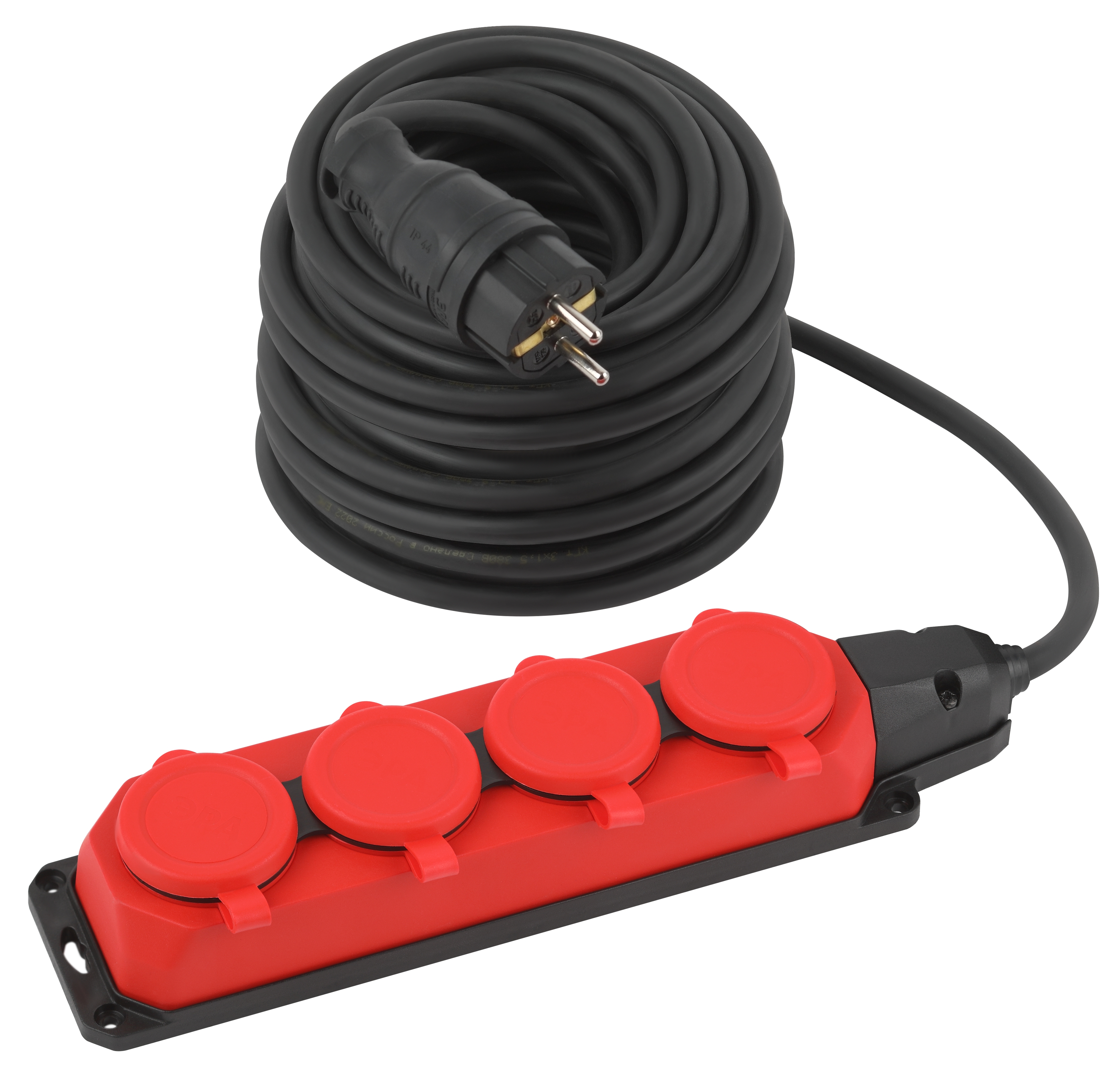ЭРА Удлинитель силовой UK-4e-3x1,5-30m-IP44(KG) с заземлением 4 розетки каучук 30м КГ 3х1,5мм2 IP44 фото