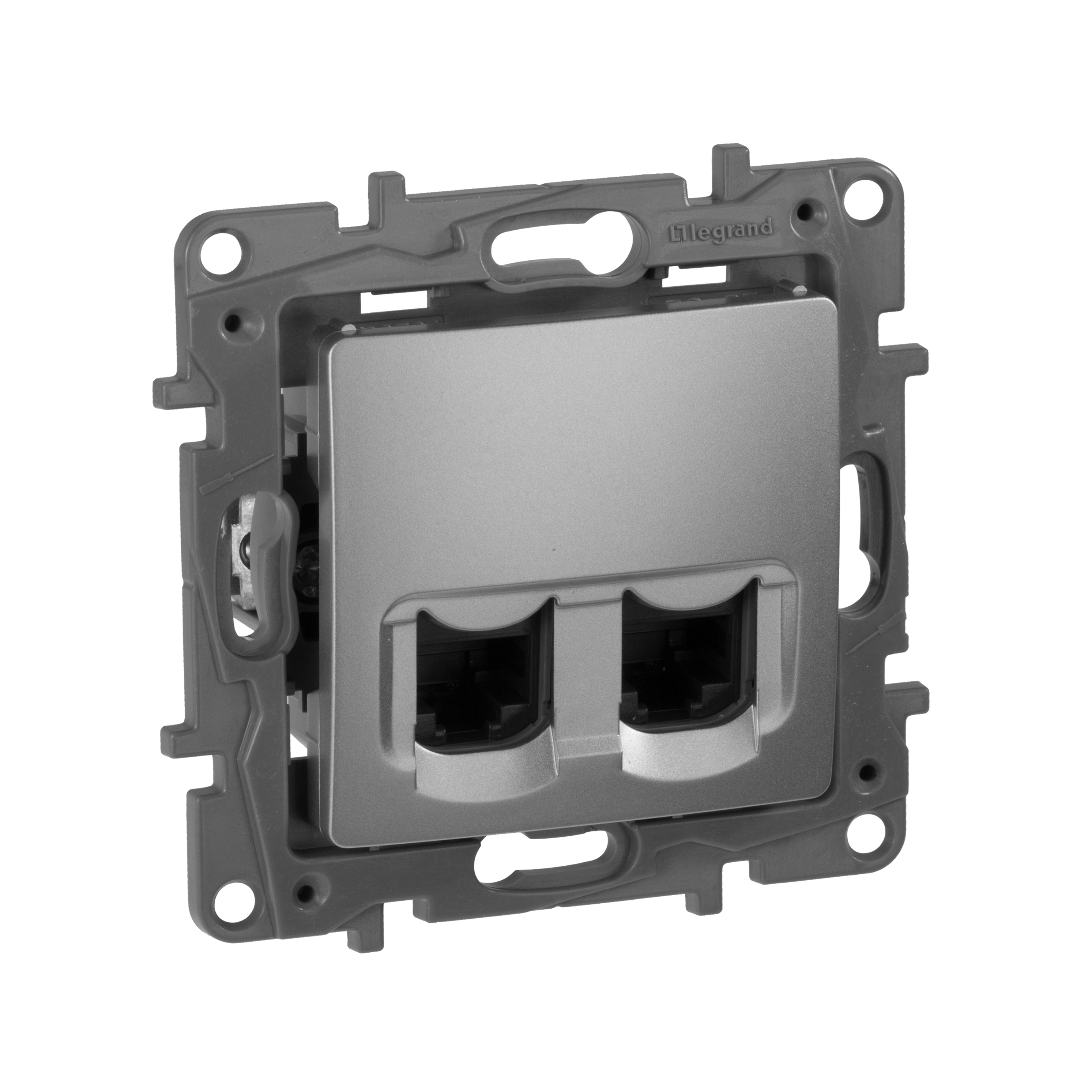 Legrand Etika Алюминий Розетка компьютерная 2-ая RJ45, категория 5е UTP - Etika - алюминий. фото