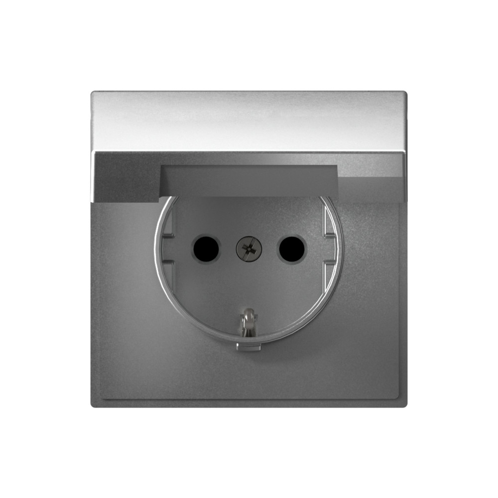 Systeme Electric ArtGallery Алюминий Розетка с заземл. со шторк. с крышк., 16А, IP20,  механизм, быстрозажим. клем. фото