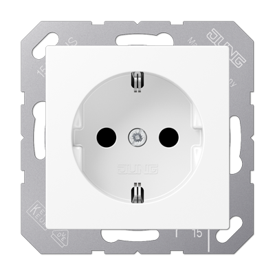 JUNG A Flow/A 550 Белый матовый Розетка  16A 250V с защитой от детей, SCHUKO фото