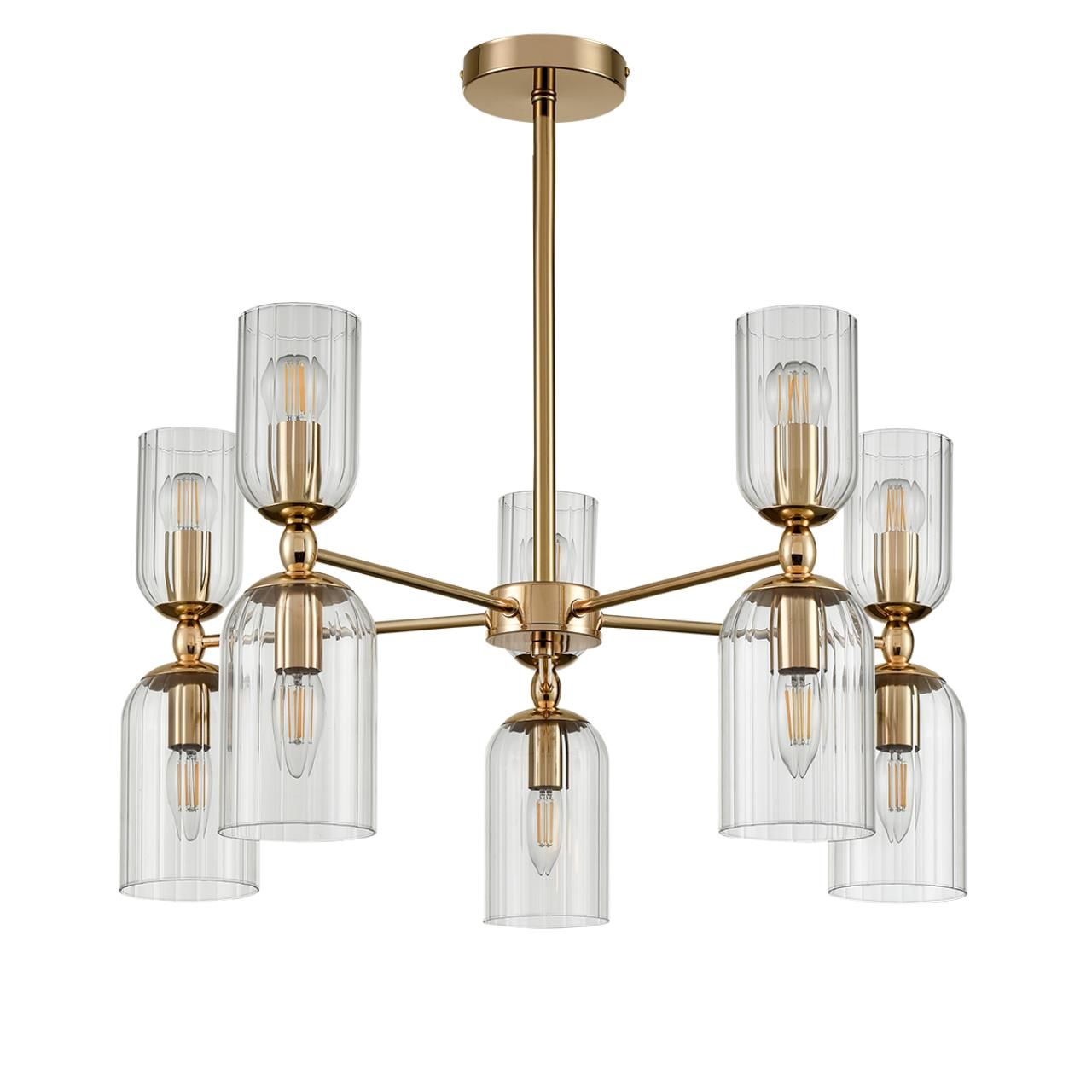 Lumion 6586/10 MODERNI LN24 золото/прозрачный, металл/стекло Люстра подвесная E14 10*40W 220V KASSIA фото