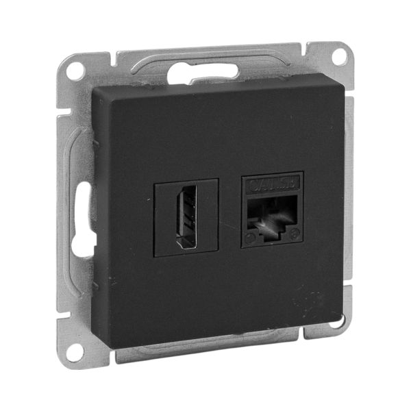 EKF Механизм розетки HDMI+RJ45 (cat5), чёрный Эпика фото