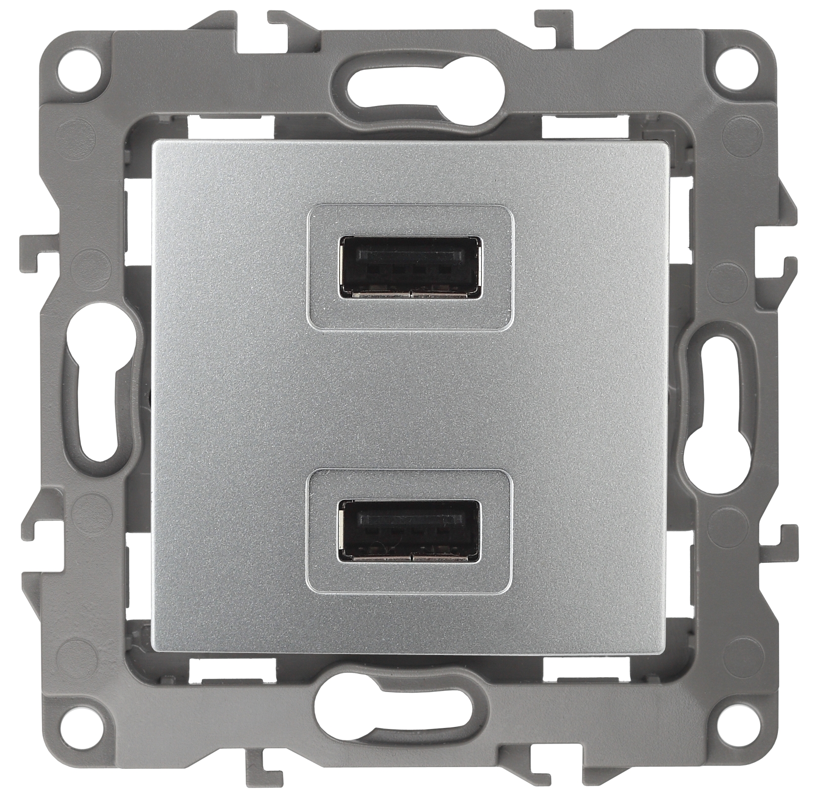ЭРА 12-4110-03 Устройство зарядное USB, 230В/5В-2100мА, IP20, Эра12, алюминий (6/60/1920) фото