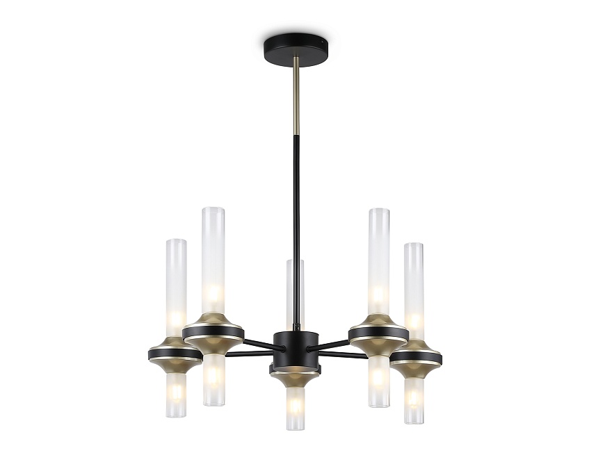 Ambrella Светильник подвесной LH55351/10 BK/CGD/CL черный/золото/прозрачный G9/10 max 30W D550*690 фото