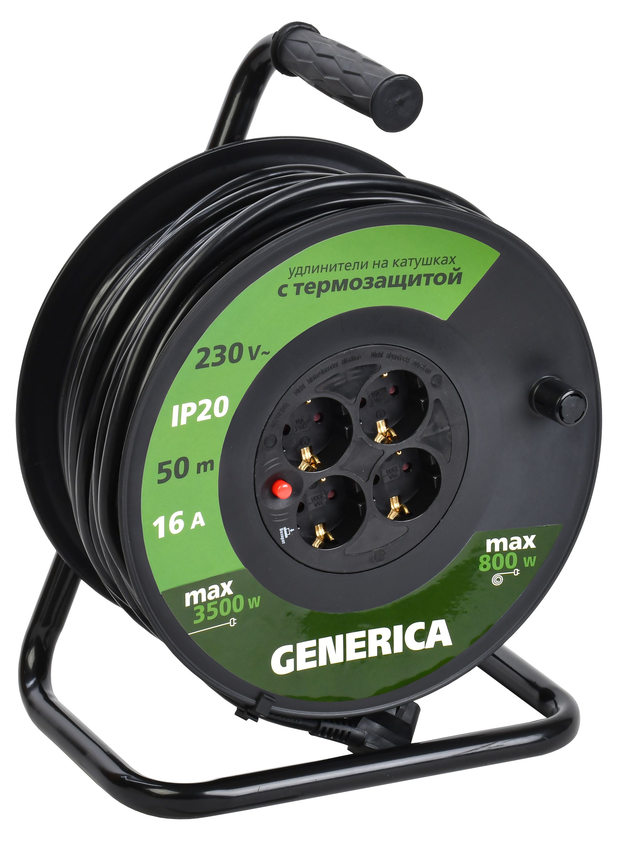 IEK GENERICA Катушка УК50 с т/з 4 места 2P+PE/50м 3х1,5мм2 фото