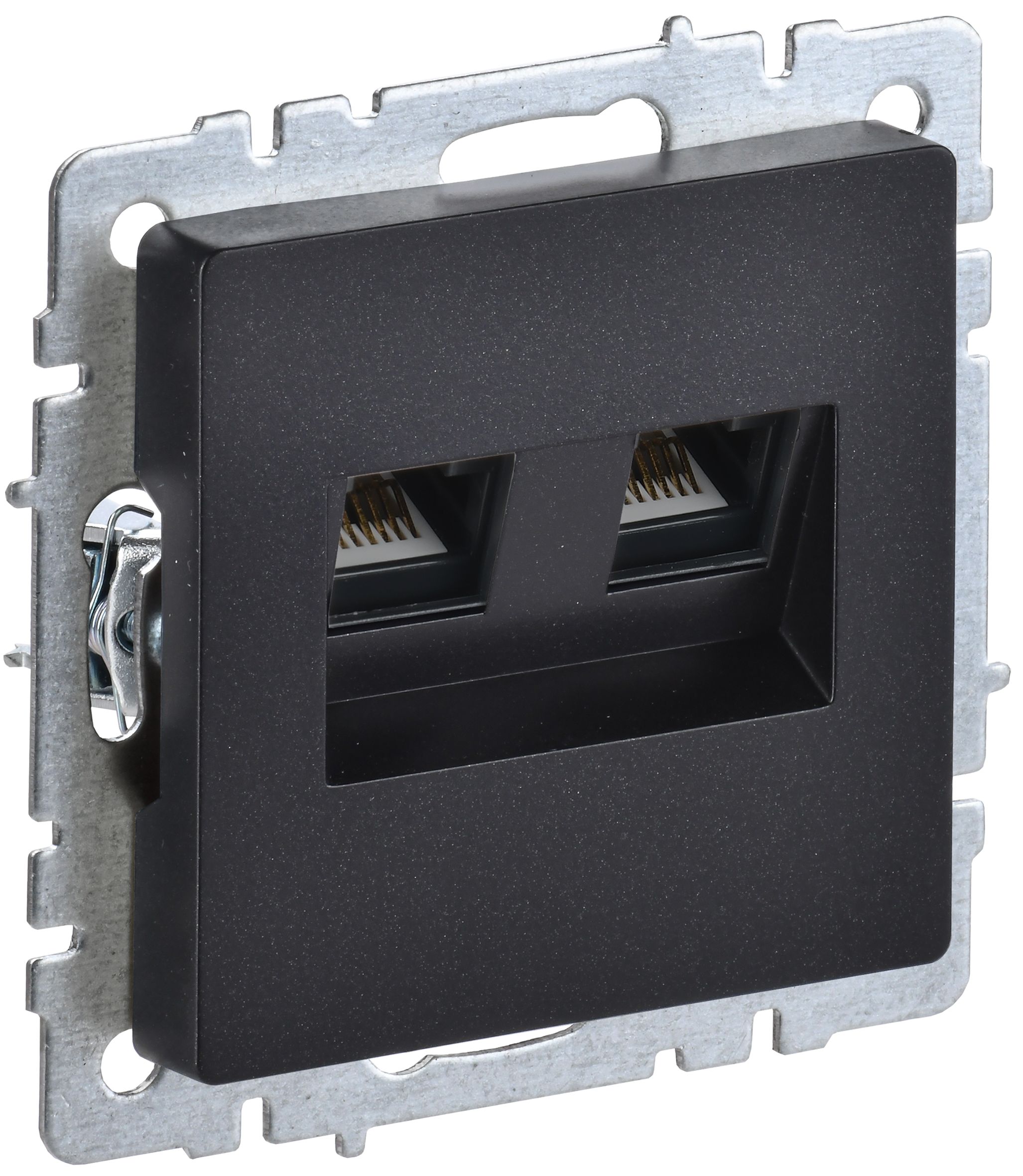 IEK BRITE BASE Черный Розетка комп двойная RJ45 кат.5E РК10-2-БрЧ фото