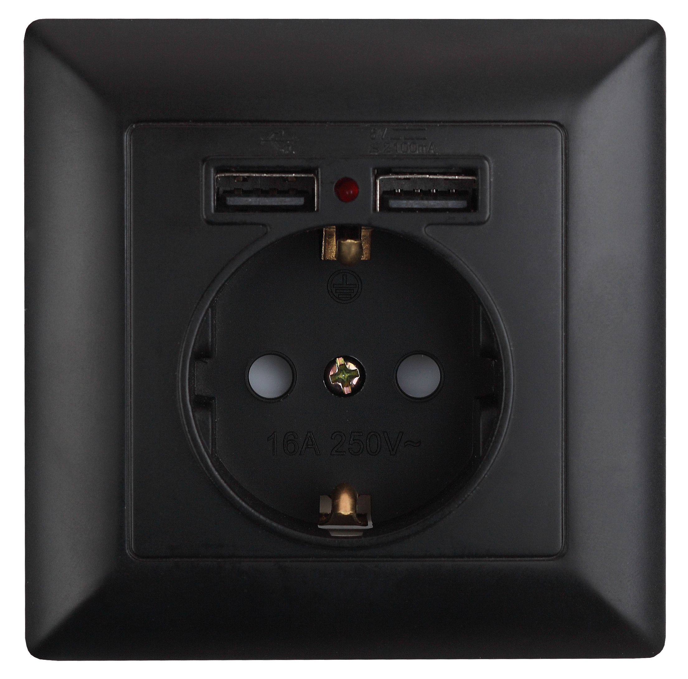 Intro Розетка Solo 4-410-05 с заземлением P+E Schuko со шторками, 16А-250В + 2хUSB, IP20, СУ, антрацит фото