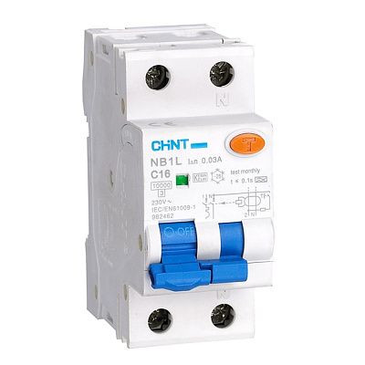 CHINT Диф. авт. выкл. NB1L 1P+N C10 30mA тип AC 10kA (36mm) (R) фото