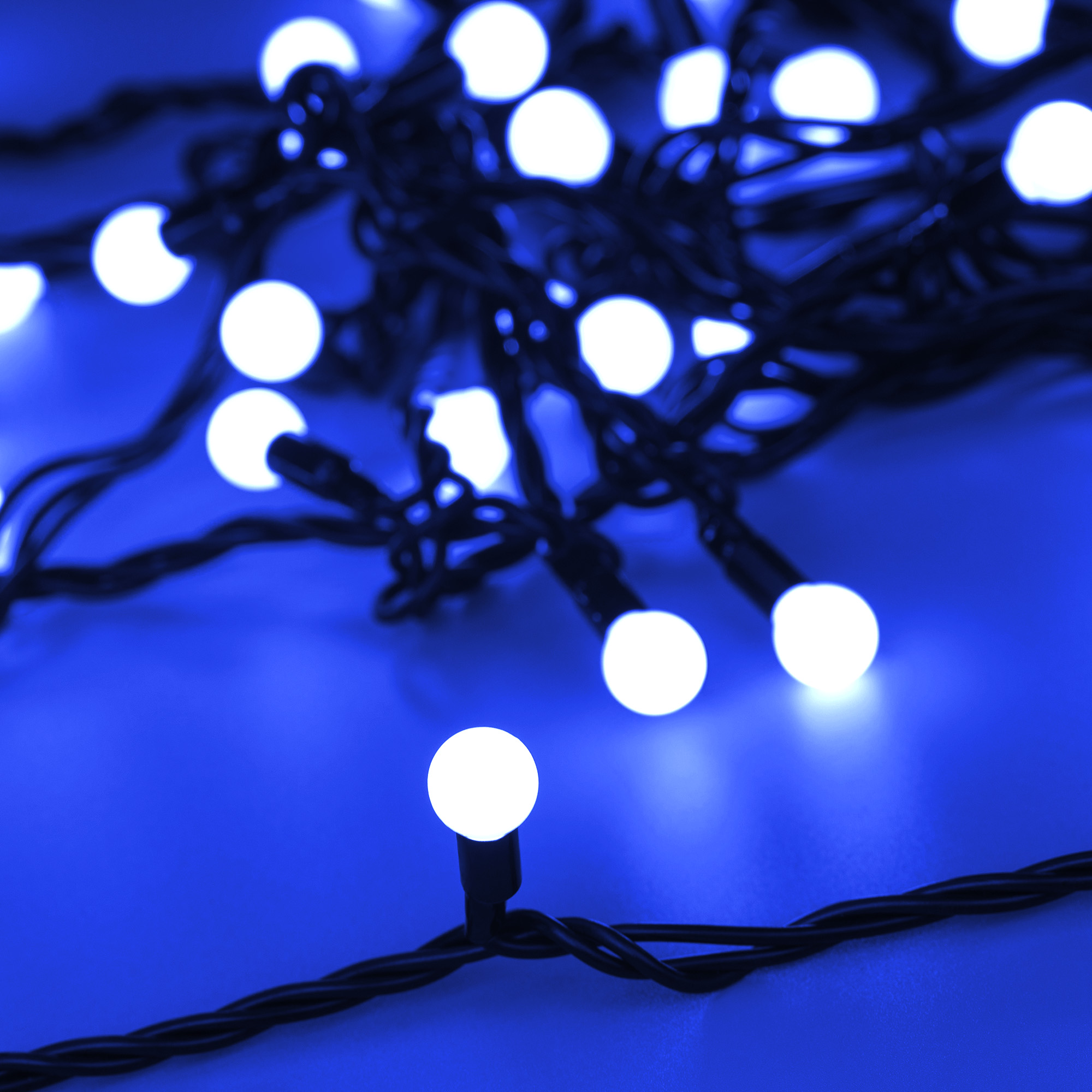Arlight Светодиодная гирлянда ARD-BALL-CLASSIC-D13-10000-BLACK-100LED BLUE (230V, 7W) (Ardecoled, IP65) фото