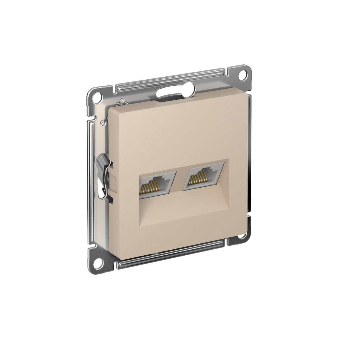 Systeme Electric AtlasDesign Песочный Розетка двойная компьютерная RJ45+RJ45, кат.5E, механизм фото