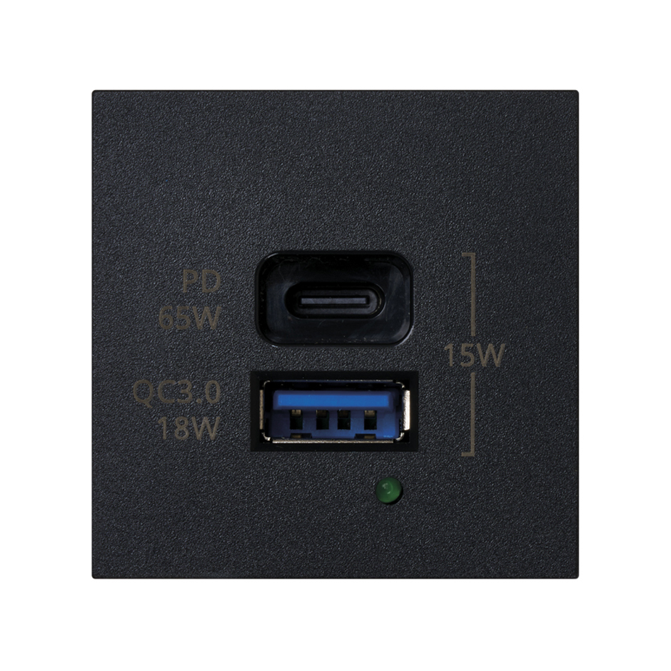 Simon Connect Графит Зарядное устройство USB A+C 65W, 230В~ K45 фото