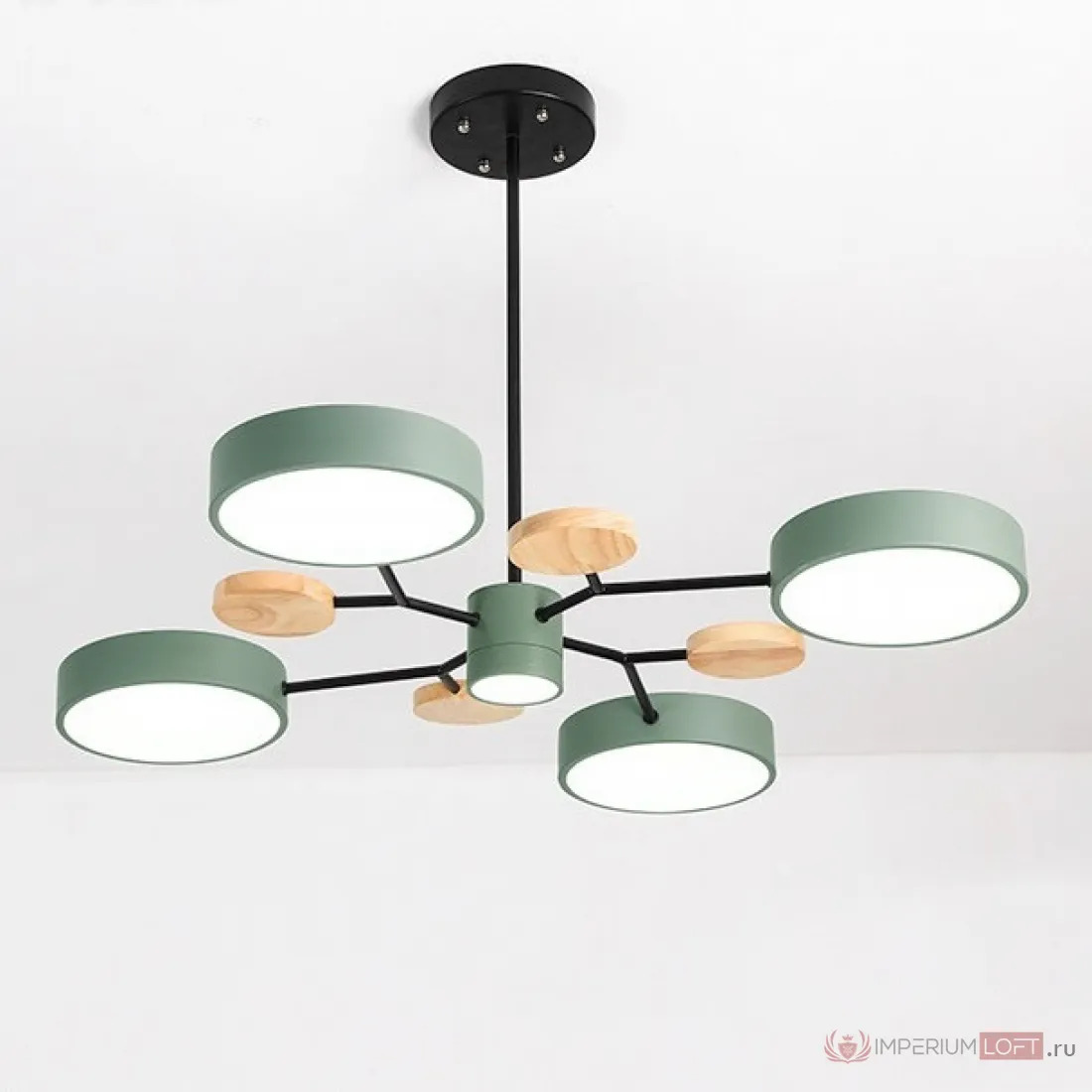 ImperiumLoft Люстра на штанге MEADE 5 lamps Green фото