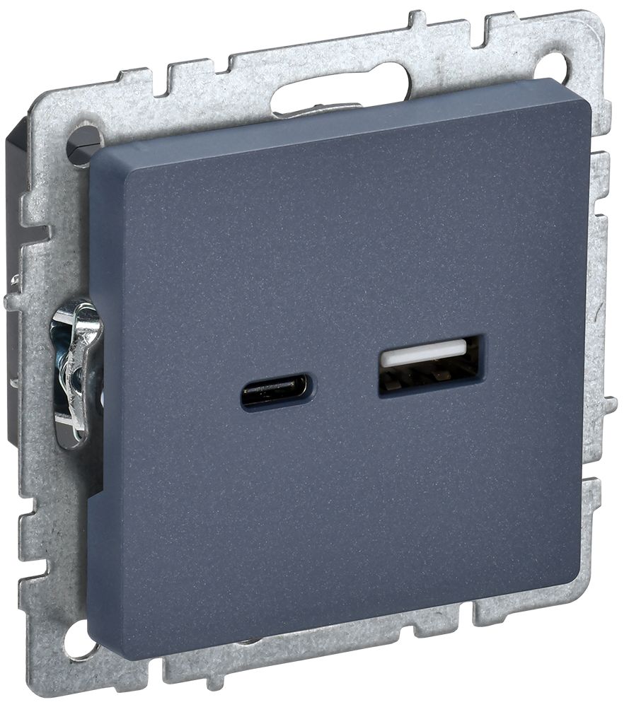 IEK BRITE BASE Маренго Розетка USB A+C 18Вт РЮ11-1-БрМ фото
