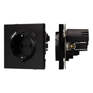 Arlight Механизм розетки с USB зарядкой SCT-TENDO-MUAC-PL-BK (230V, 16A) (-) фото