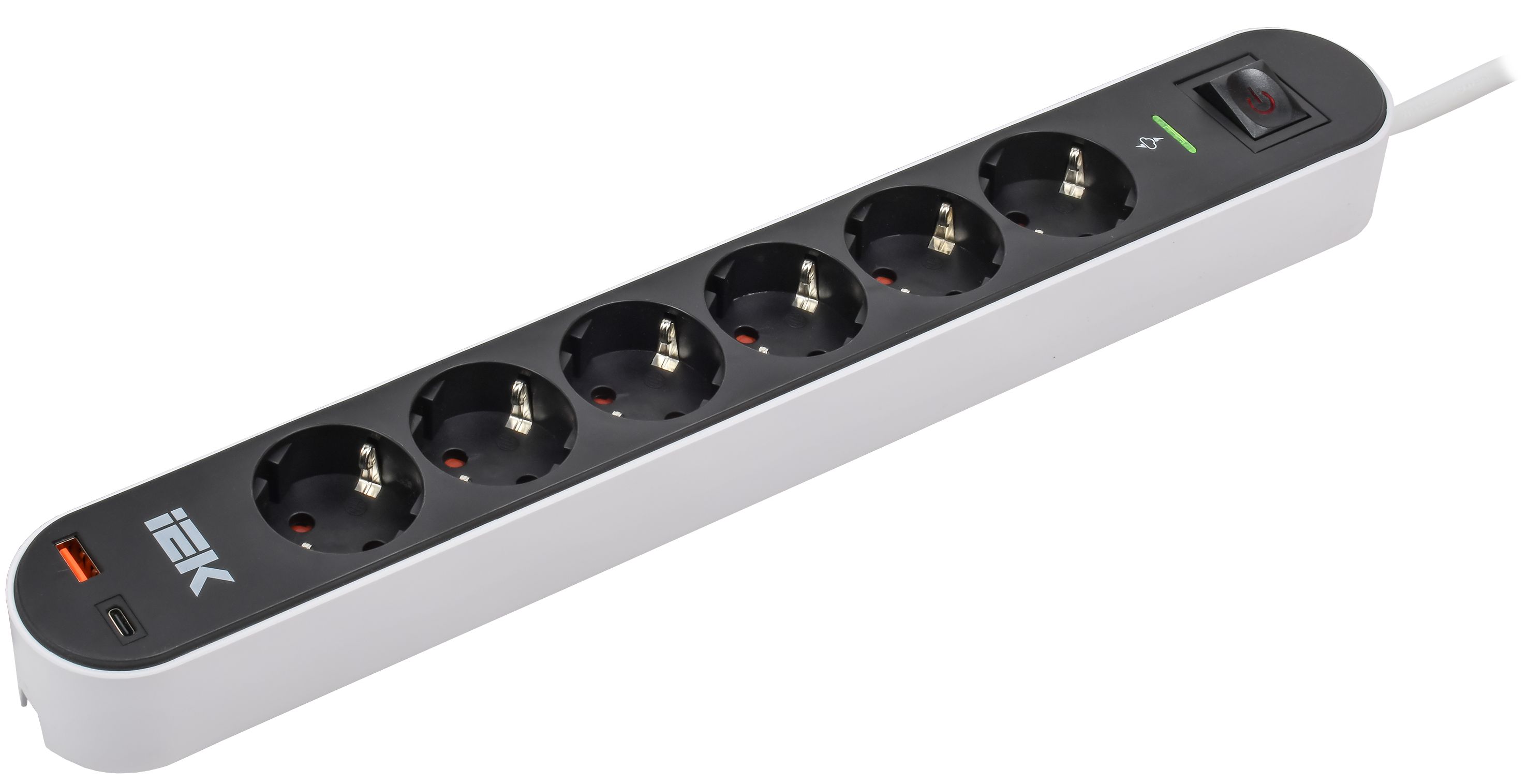 IEK Фильтр сетевой СФ-06К 16А USB A+C 20Вт 3м 3х1,5мм2 чер. фото