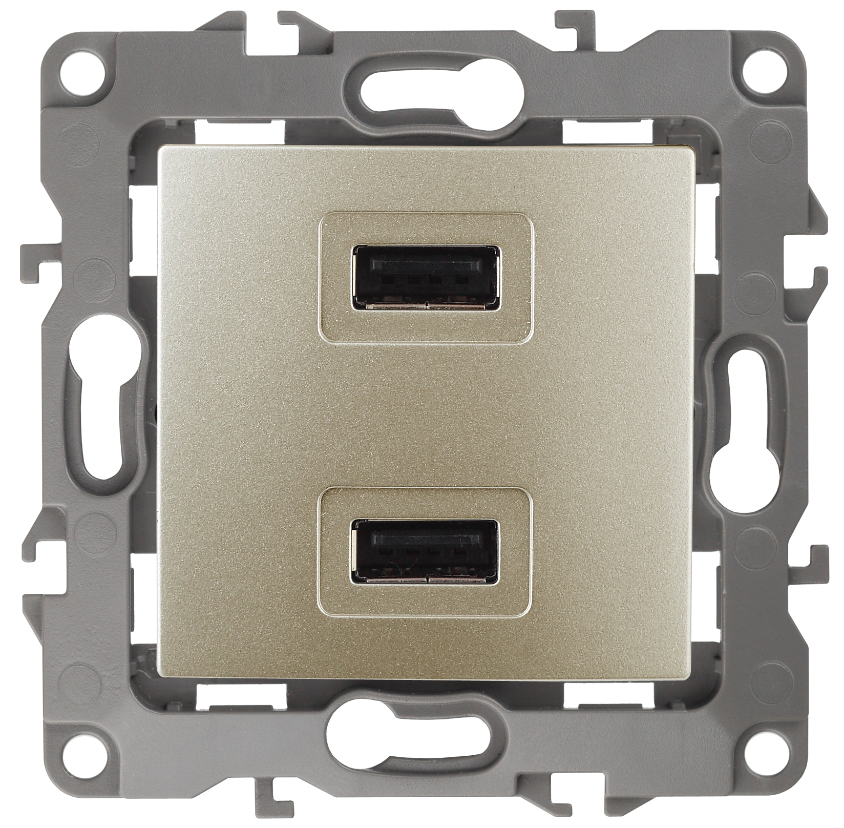 ЭРА 12-4110-04 Устройство зарядное USB, 230В/5В-2100мА, IP20, Эра12, шампань (6/60/1920) фото