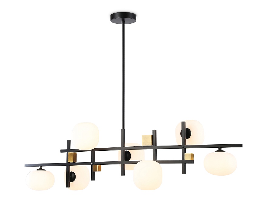 Ambrella Светильник на штанге LH51017/7 BK/BS/FR черный/латунь/белый матовый G9*7 max 28W 1100*240*300 фото