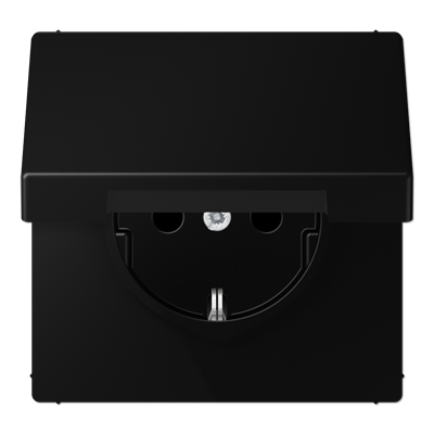 JUNG Штепсельная розетка SCHUKO 16A, 250V~  с защитой от детей и крышкой, матовый чёрный графит фото