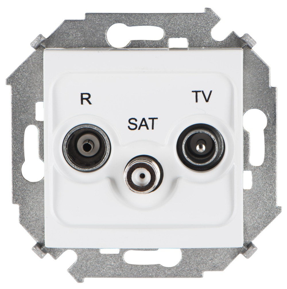 Simon 15 Белая Розетка R-TV-SAT одиночная, винт.зажим фото
