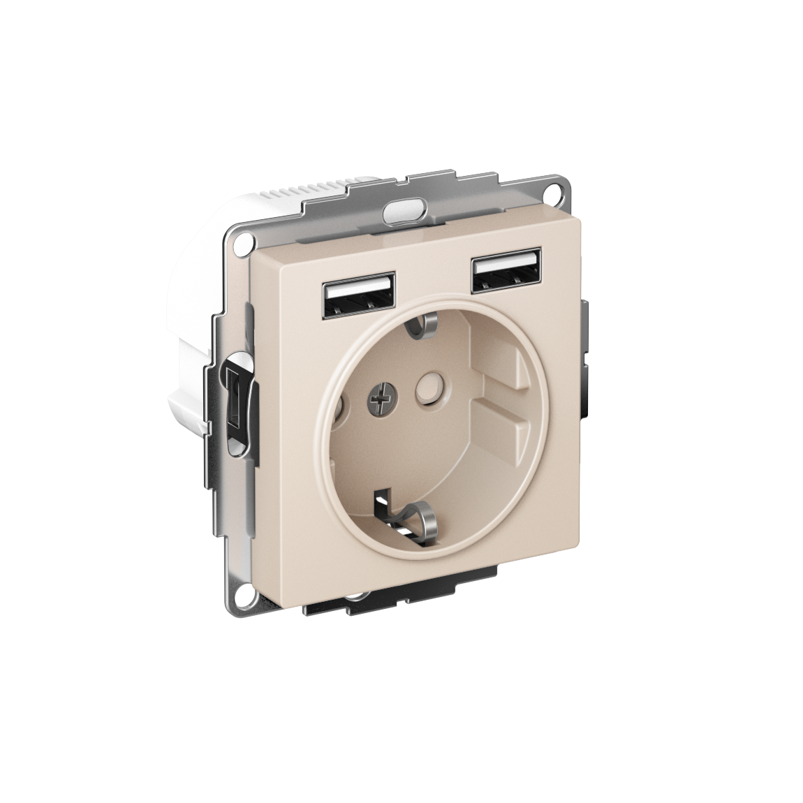 Systeme Electric AtlasDesign Бежевый SO + USB Розетка A+A, 5В/2,4А, 2х5В/1,2А, механизм фото