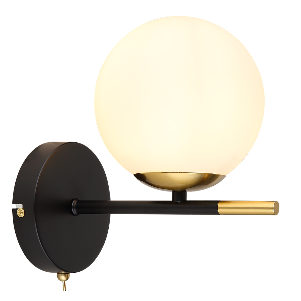 Arte Lamp A2224AP-1BK ALCOR Бра с выкл, черный/золото/стекло фото
