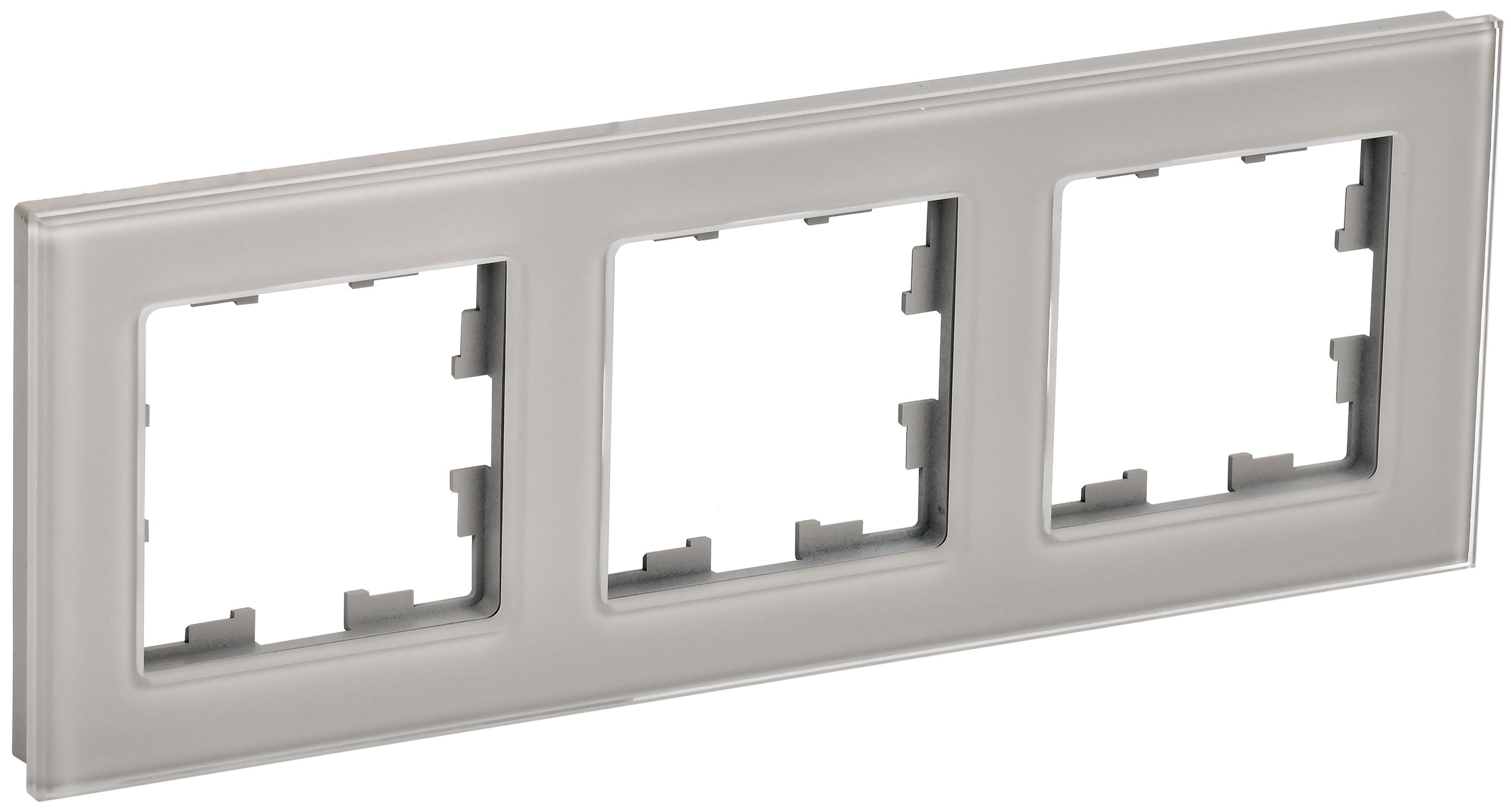 IEK BRITE DECOR Дымчатый глянец стекло Рамка 3-м РУ-3-2-БрД фото
