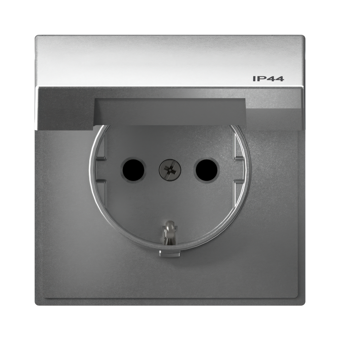 Systeme Electric ArtGallery Алюминий Розетка с заз.со шт.с крышк, 16А, IP44,  механизм, быстрозажим. клем. фото