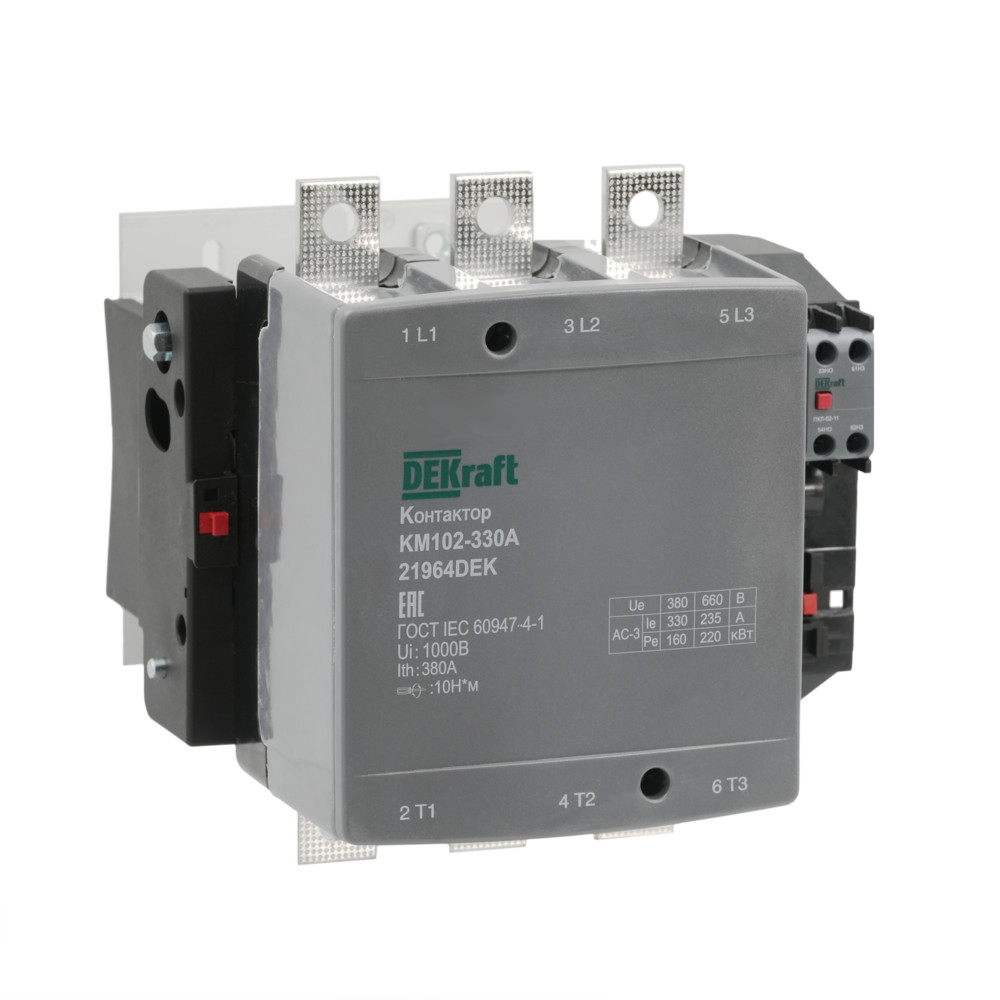 Dekraft Контактор 330А 220В_АС АС3_ АС4 1НО+1НЗ КМ-102 фото