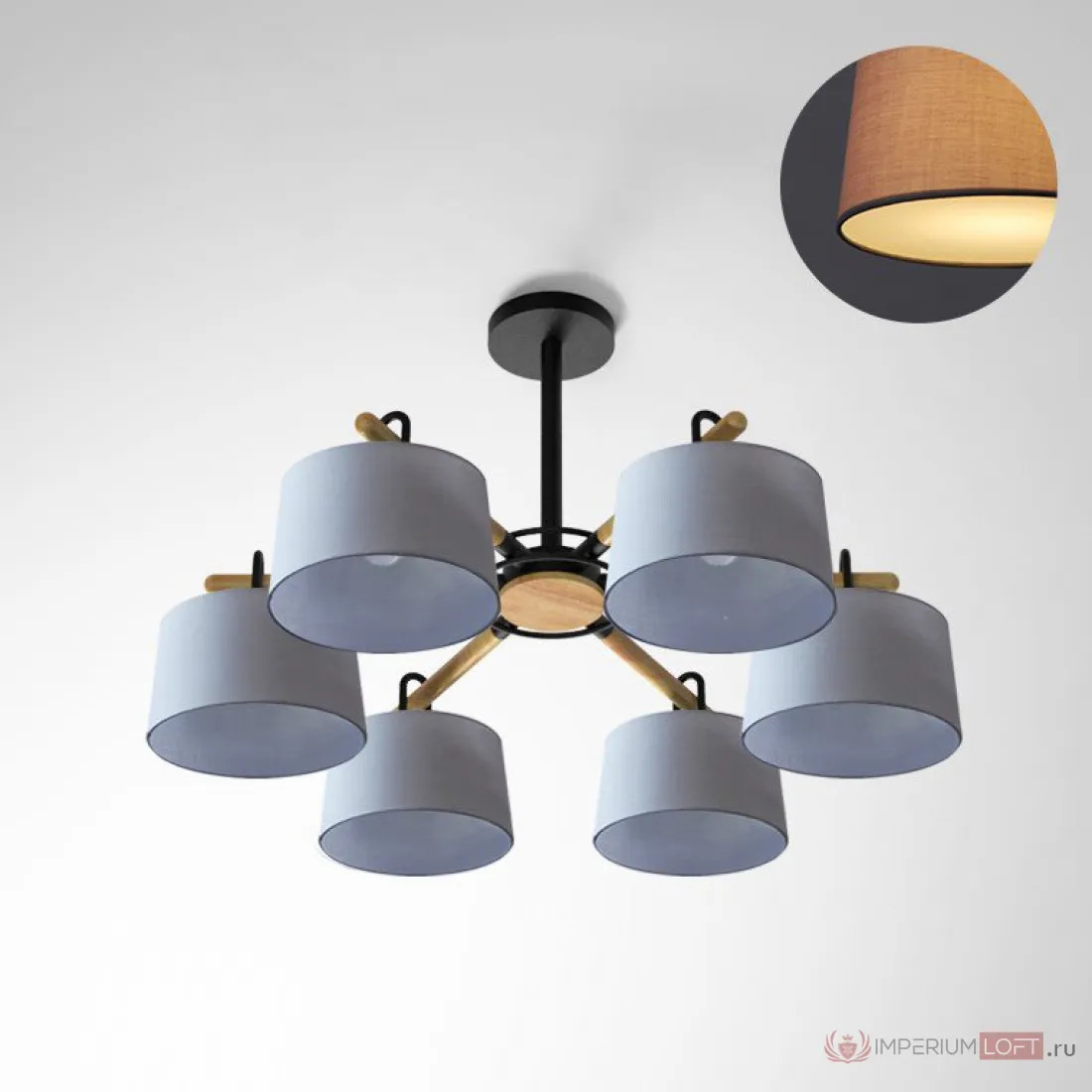 ImperiumLoft Потолочная люстра на штанге EVEN 6 Gray фото