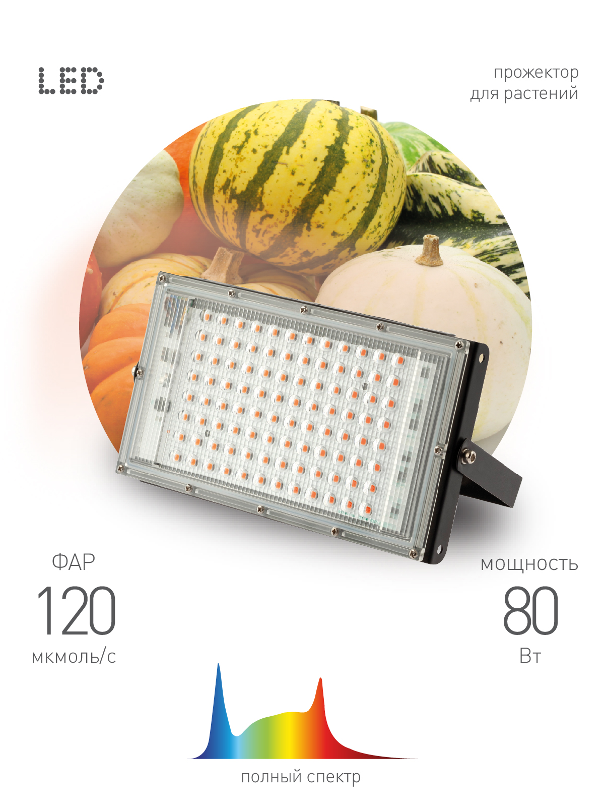 ЭРА Фитопрожектор для растений светодиодный FITO-80W-Ra90-LED-Y полного спектра фото