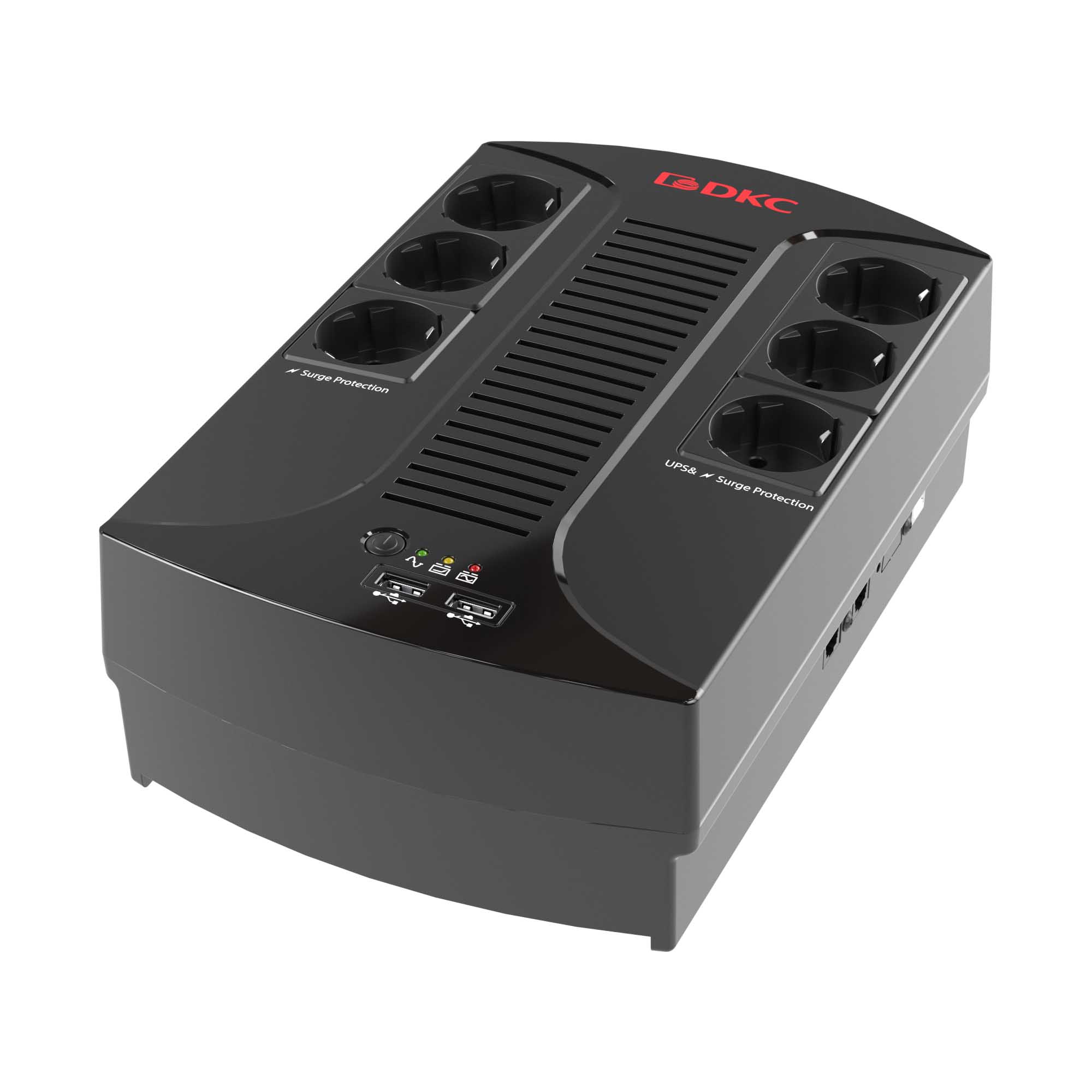 DKC Линейно-интерактивный ИБП ДКС серии Info PDU, 800 ВА/480 Вт, 1/1, 6xSchuko, USB для зарядки (2), USB + RJ11, 1x8Aч фото