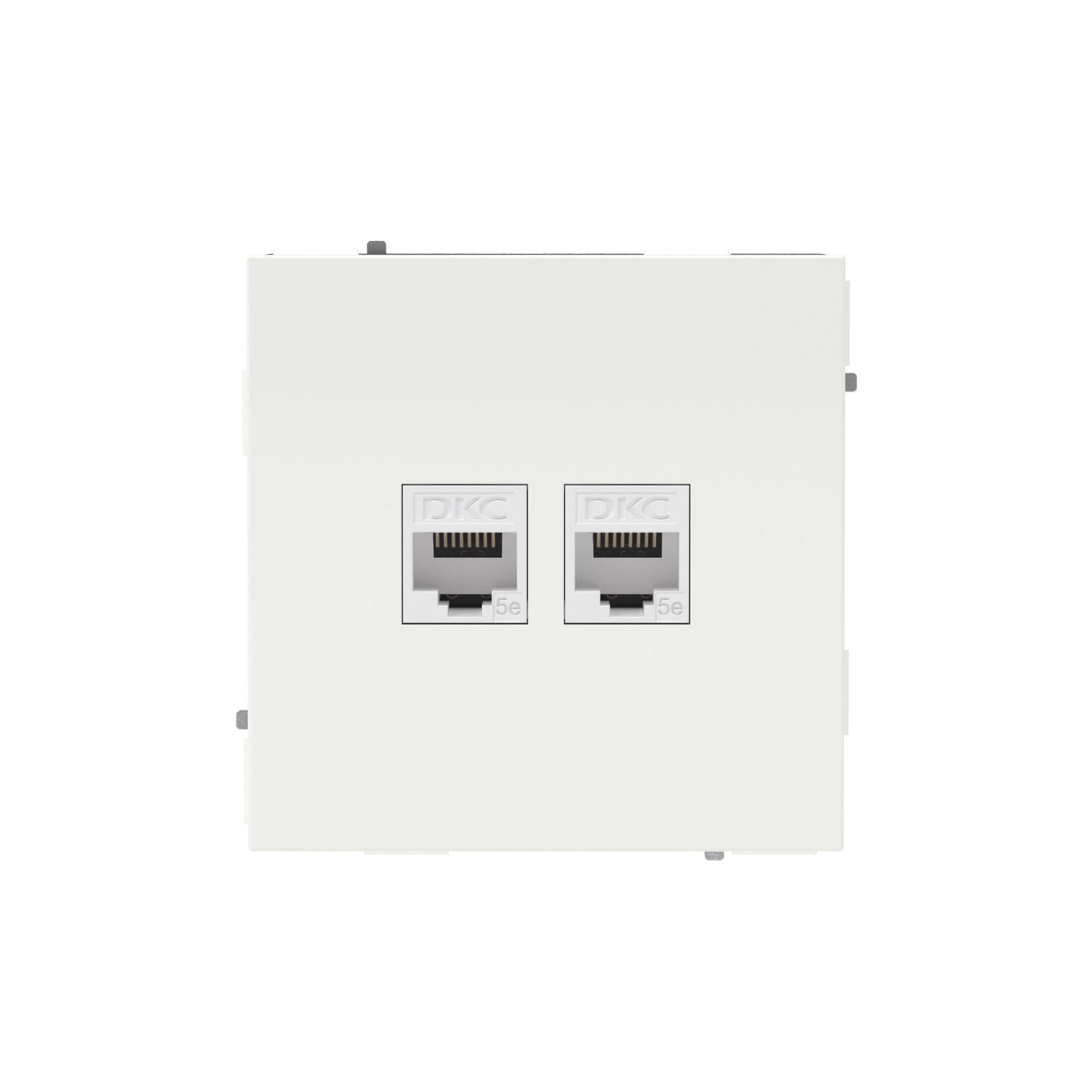 DKC KANT Компьютерная розетка RJ-45 без шторки, кат.5е двойная, белая магнолия фото