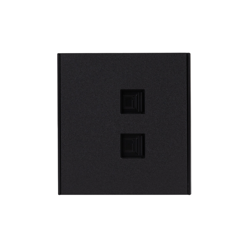 KRANZ STRONG Розетка компьютерная двойная RJ45+RJ45 кат6 с/у антрацит , с 1-пост. рамкой фото
