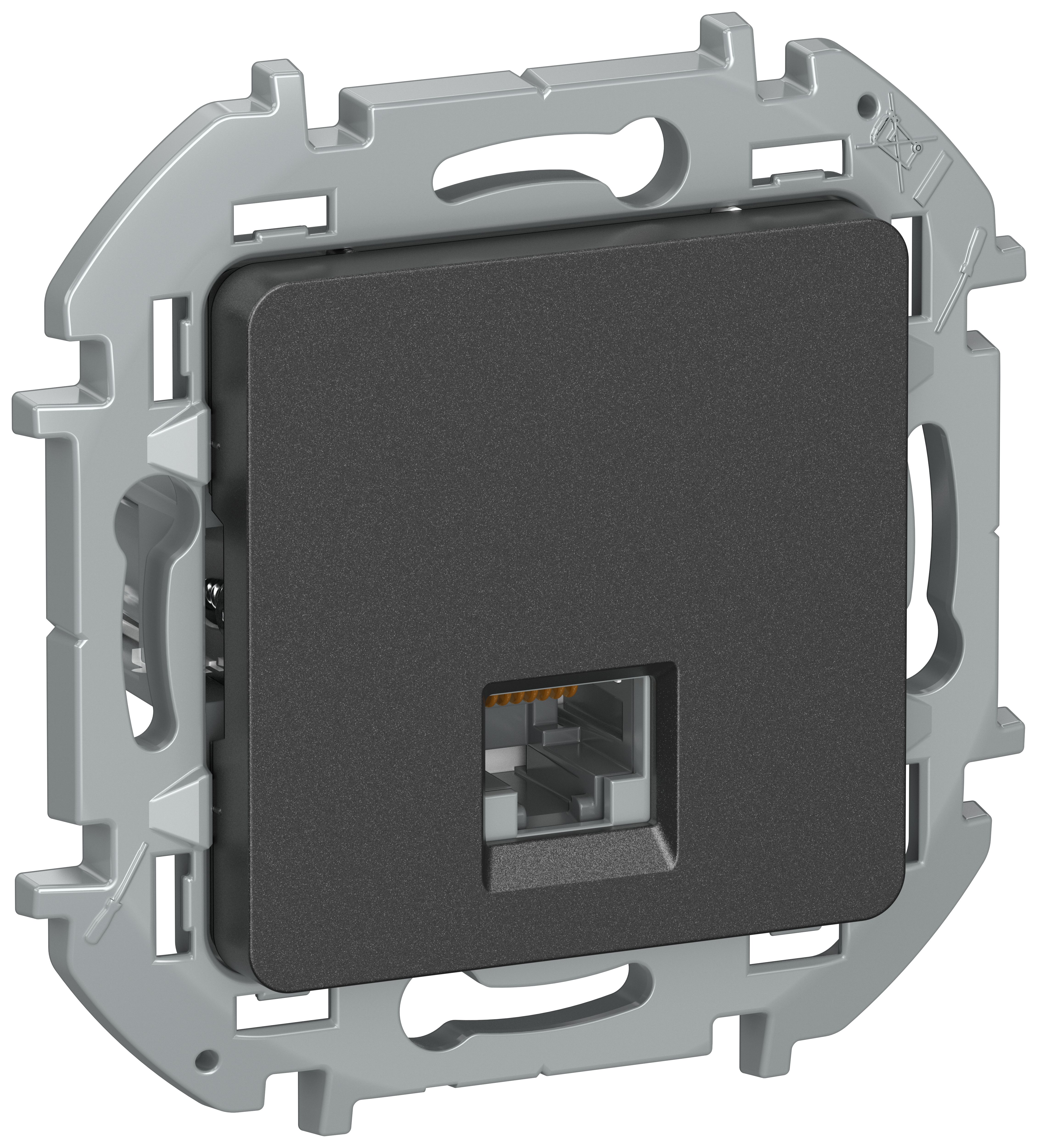 IEK INSPIRIA Антрацит Информационная розетка RJ 45 - категория 6 - UTP. фото