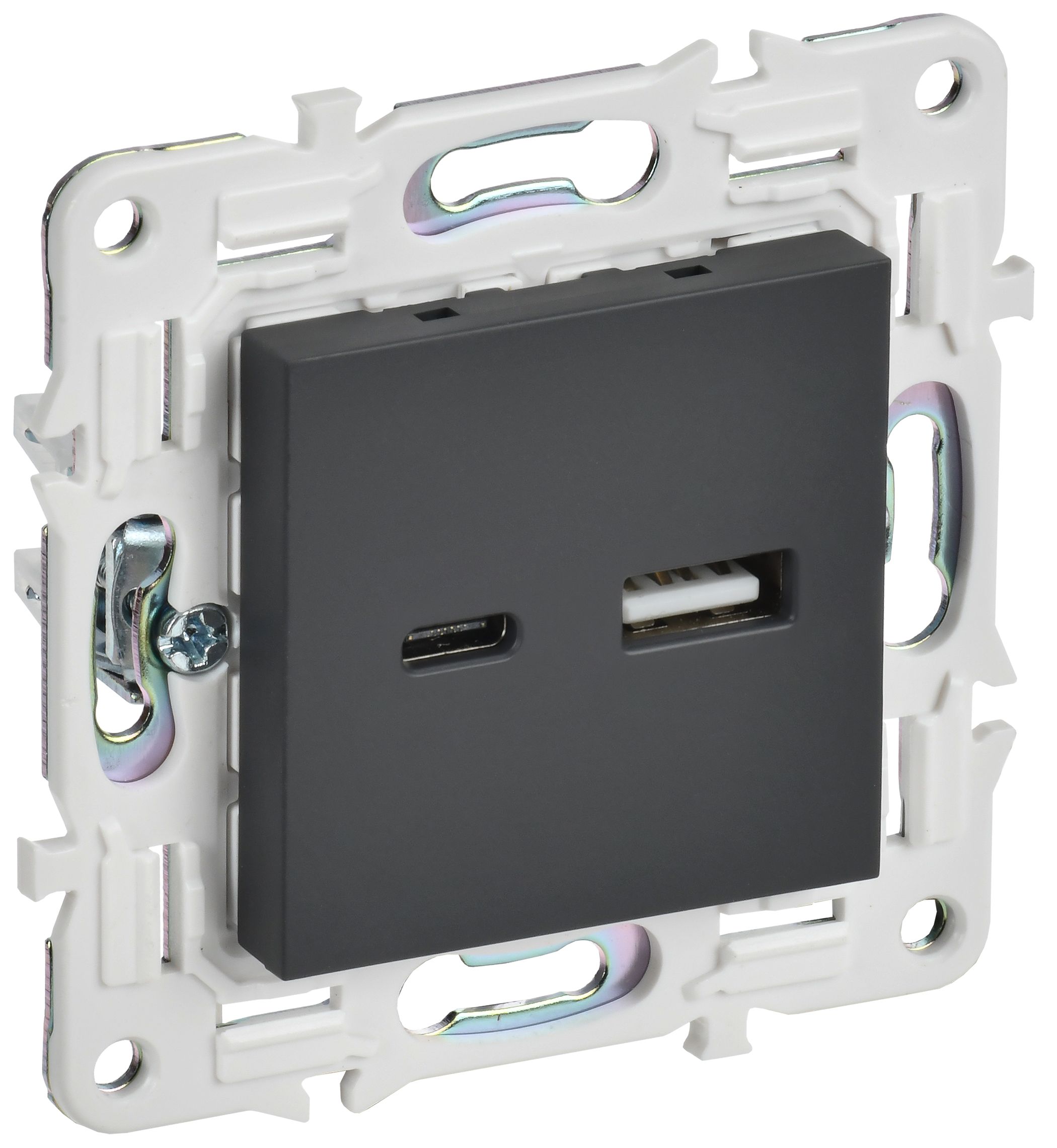 IEK SKANDY Графит Розетка USB A+C 18Вт SK-R13G фото