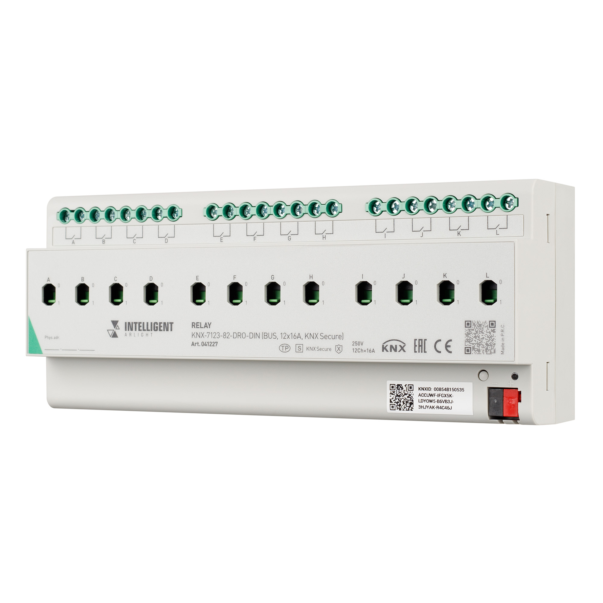 Arlight INTELLIGENT Релейный модуль KNX-7123-82-DRO-DIN (BUS, 12x16A, KNX Secure) (IARL, IP20 Пластик, 2 года) фото