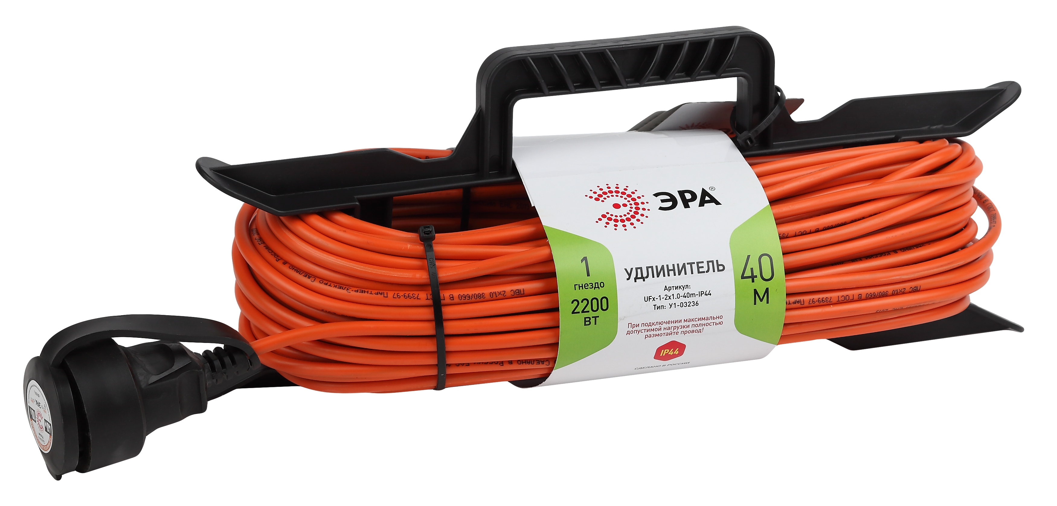 ЭРА Удлинитель силовой UFx-1-2x1.0-40m на рамке без заземления 1 розетка 40м ПВС 2х1мм2 фото