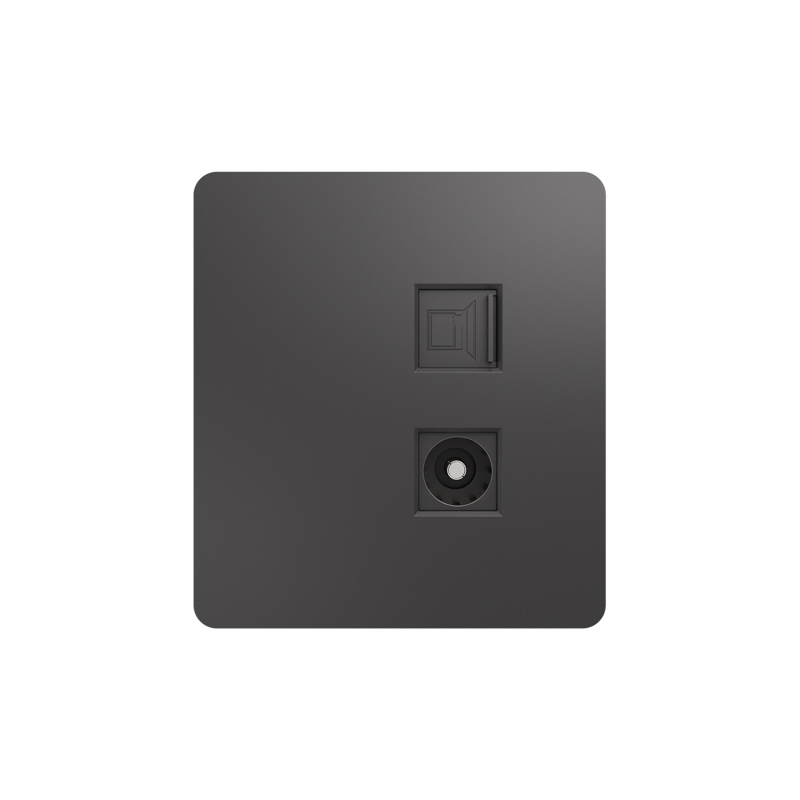 KRANZ ROUND Розетка компьютерная RJ45 кат6 + TV с/у титан, с 1-пост. рамкой фото