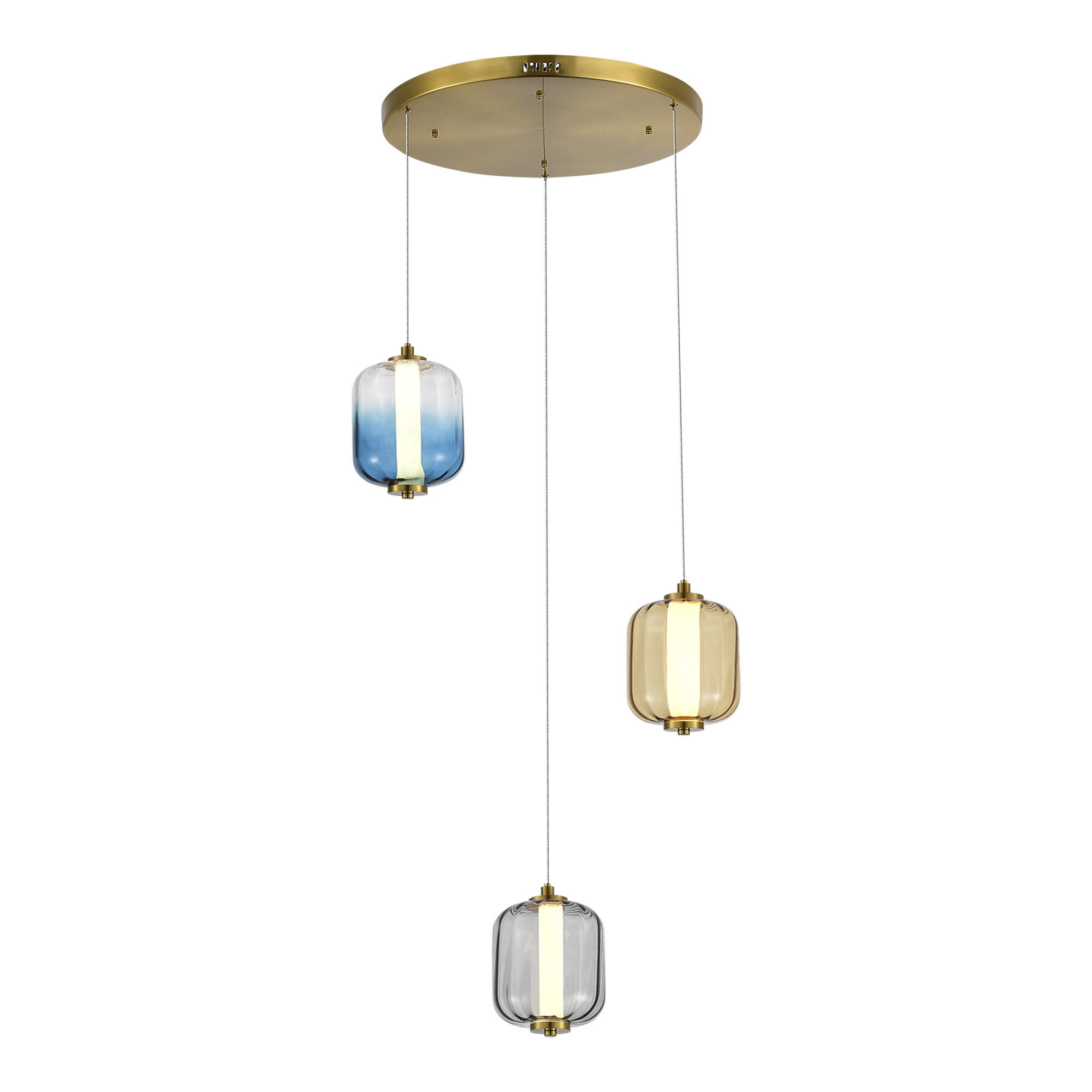 ST LUCE SL1193.303.03 Светильник подвесной Латунь/Янтарный,Дымчатый,Голубой LED 3*11W 3000K фото