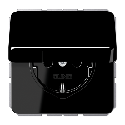 JUNG Штепсельная розетка SCHUKO 16A 250V~ с защитой от влажности; с замком; чёрный фото