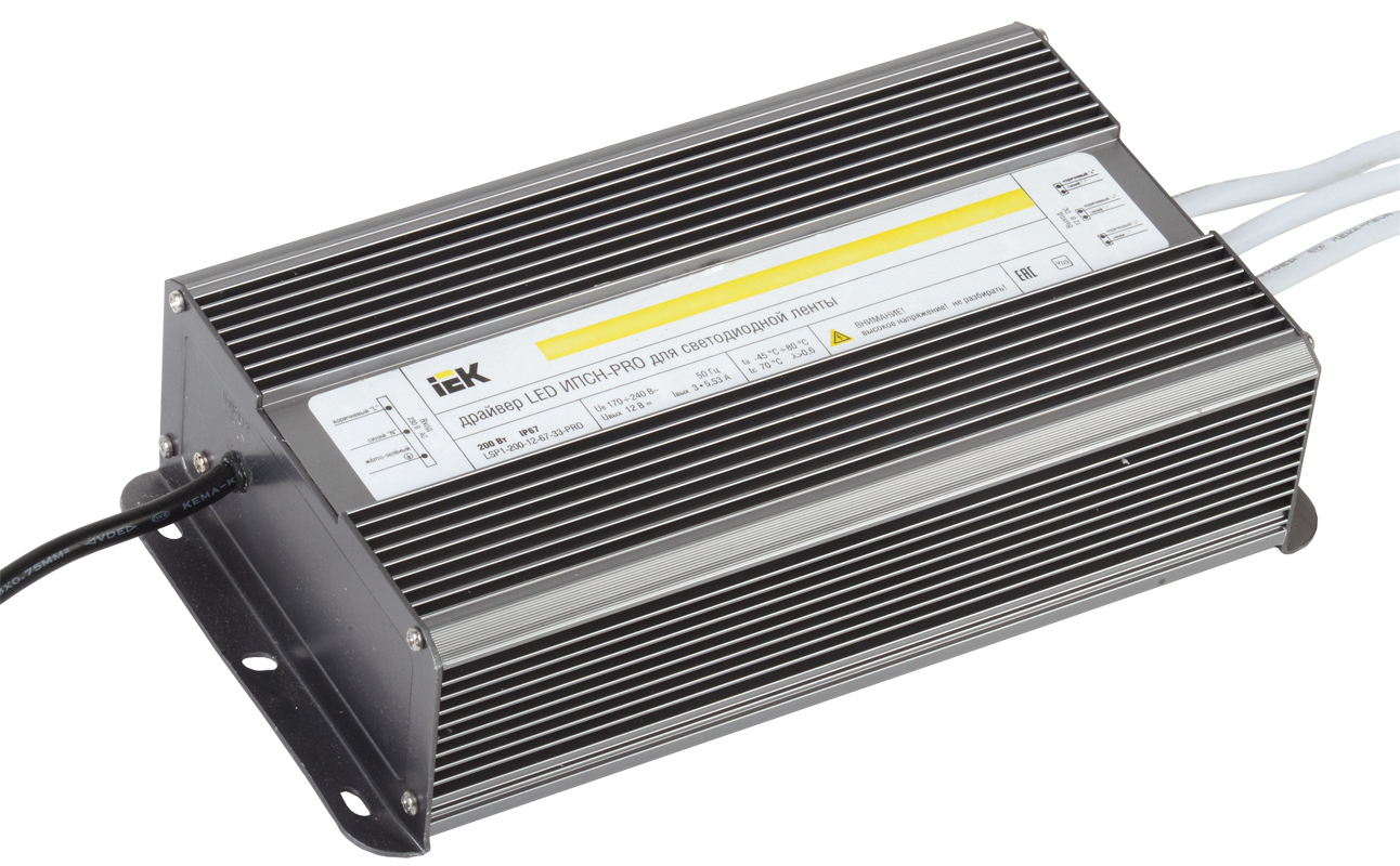 IEK Драйвер LED ИПСН-PRO 200Вт 12 В блок- шнуры IP67 фото