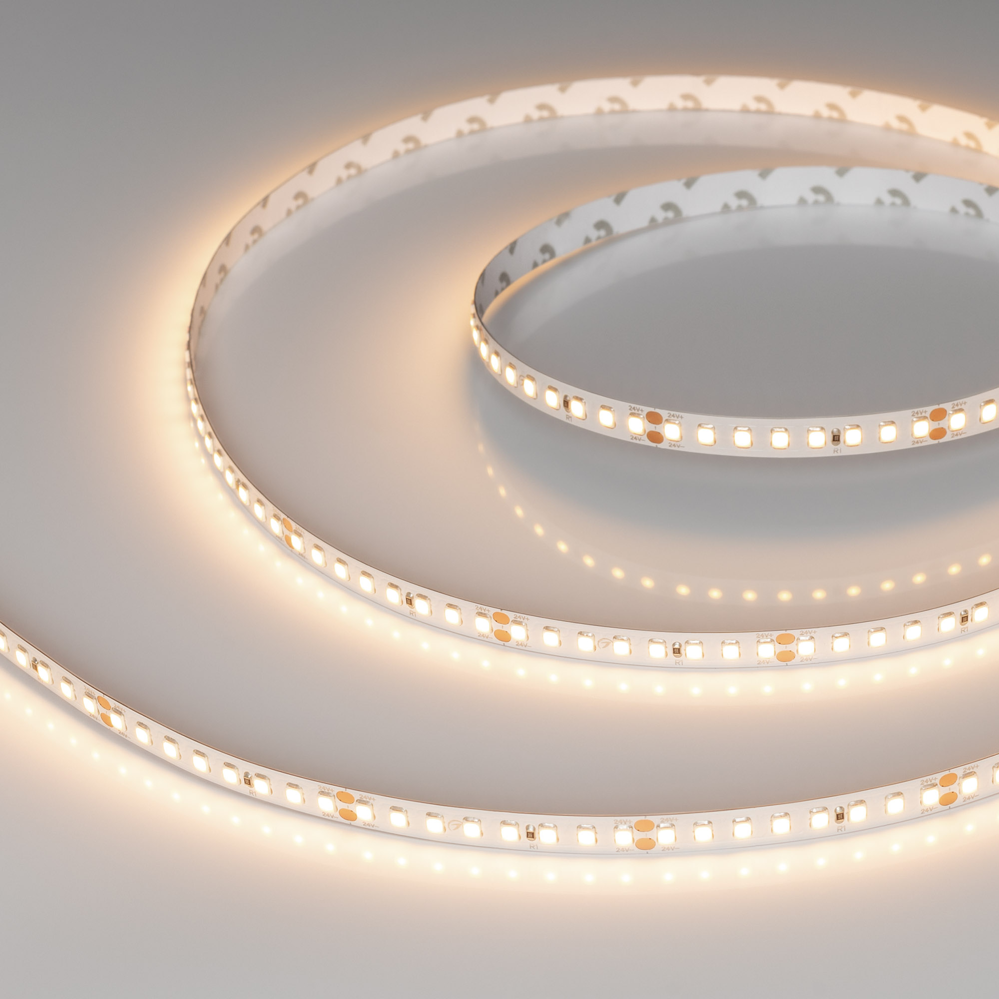 Arlight Светодиодная лента RT-A160-8mm 24V Warm3000 (12 W/m, IP20, 2835, 50m) (высок.эфф.150 лм/Вт) фото