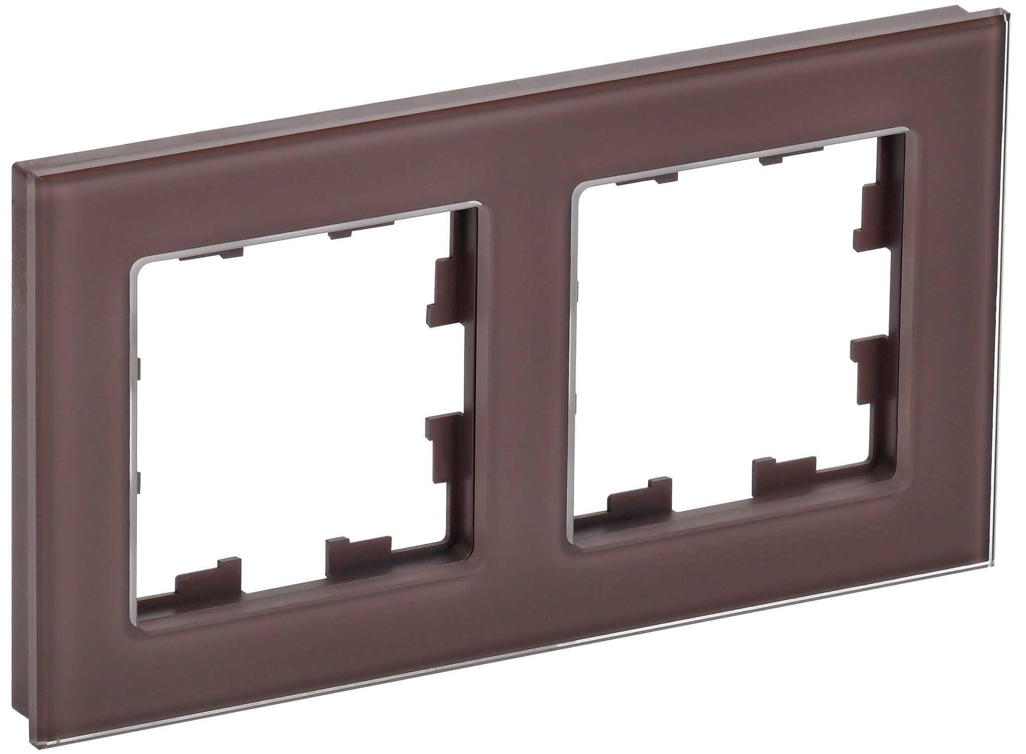 IEK BRITE DECOR Темн.бронза глянц стекло Рамка 2-м РУ-2-2-БрТБ фото