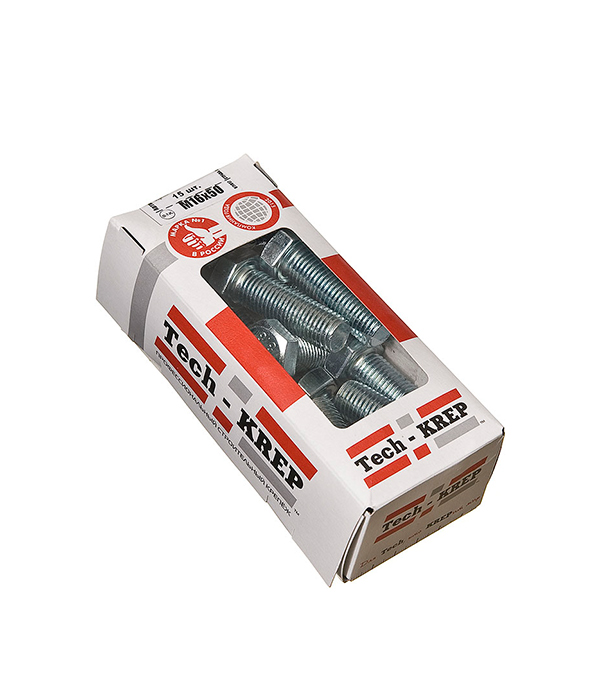 Tech-Krep Болт DIN933 с шестигранной головкой оцинк. М16х50 (15 шт) - коробка с ок. Tech-Kr 126535 фото