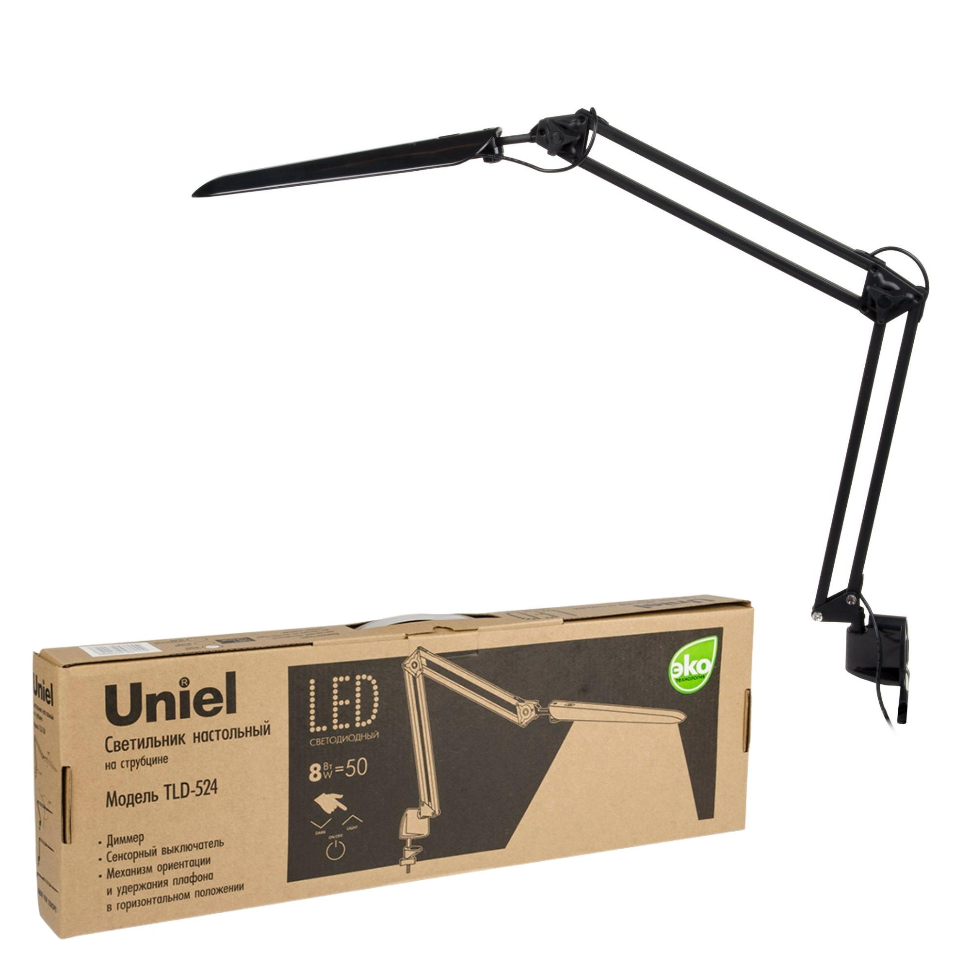 Uniel Черный Светильник настольный на струбцине /LED/500Lm/4500K/Dimmer фото